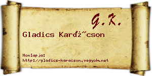 Gladics Karácson névjegykártya